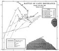 U.S. Navy track chart of the battle accurately depicts the movements of the U.S. ships (lower tracks) but not the Japanese ship tracks (upper, darker line).