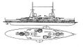 The shaded areas represent the portions of the ship protected by armor