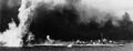 USS Kidd dropping depth charges during maneuvers in 1958.