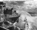 Worcester in icy seas during North Atlantic Ops, 1949-1950.