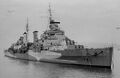 Sister ship, HMS Belfast at anchor during world war 2.