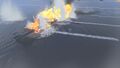 Asashio's deep water torpedoes catch the enemy battleship by surprise.