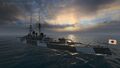 Silhouette of quarterdeck and aft turrets