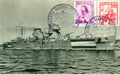 Naval postage stamp from the 1940s. Original World War 2 camouflage can be seen, same as the one we got in-game.