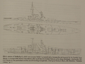 A line drawing of KB-4’s design for Battleship A, which was chosen for further development as Project 23.