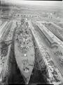 King George V in dry dock at Rosyth, circa 1939.