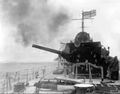 HMS Caradoc bombarding Bolshevik positions in Estonia in December 1918.