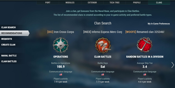 Three recommended clans.
