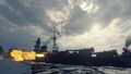 Secondaries open up on an enemy battleship.