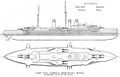 Right elevation and deck plan as depicted in Brassey's Naval Annual 1912