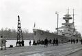 Admiral Hipper with original bow and coat of arms, seen in the Kaiser Wilhelm Kanal during November 1939 while transiting from Brunsbuttel to Kiel after departing Blohm & Voss in Hamburg.