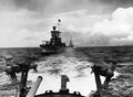 Trento and Trieste in the late 1930s, seen from the stern of a torpedo boat