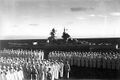 Richelieu in the Indian Ocean on 18 May 1944. Photo taken from aboard USS Saratoga, which was leaving the Eastern Fleet to return to the Pacific Ocean.