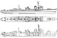 Line drawing of Yūgumo, with compartmentalization shown at bottom.