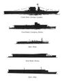 Lexington (top) compared with other aircraft carriers constructed during the same time period.