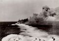 Giulio Cesare firing to starboard during the battle of Calabria.