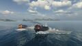 Prinz Eugen fires all its turrets in anger.