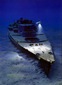 Painting by Ken Marschall depicting Argo exploring the wreck. Famed naval archaeologist Robert Ballard discovered the wreck of Bismarck in June 1989.