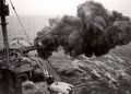 Tirpitz fires her main battery during a gunnery exercise off of Rugen Island, June 1941.