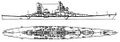 Side and plan views of the Stalingrad class.
