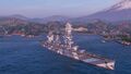 Fusō in Zipangu Port, with the Wayfinder permanant camouflage (Christmas 2016)