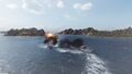 A Kremlin kisses a Yamato on the cheek to end a Succession League battle.