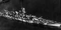 Roma at anchor with several of her gun barrels at various angles.