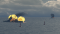 Monarch fires a full broadside against an enemy Fuso.