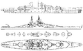A line schematic for the Alsace class, of which Bourgogne is one of.
