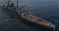 The aviation facilities on the rear of the ship, purpose-designed with the Tone-class cruiser.