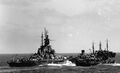 Massachusetts being refueled at sea.