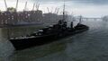 Cossack B in London Port, with her default permanant camouflage