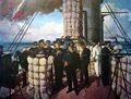 Admiral Tōgō on the bridge of Mikasa, before the Battle of Tsushima in 1905.