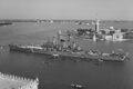 USS Salem moored in Venice, Italy in August 1951.