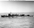 USS Chew (DD-106). An excellent photo exhibiting ASW conversion. Her aft mast, aft torpedo bank, and aft funnel have been removed. Her enhanced ASW armament, including K-guns, are clearly visible. She retains her 102mm armament.