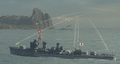An enemy Shiratsuyu strays too close to the Admiral Makarov.