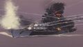 As the vanguard of the team, Großer Kurfürst sustains heavy fire from several enemy ships, but her sheer armour and massive health pool keeps the momentum going.