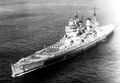 King George V enters Apra Harbour, Guam with sailors on deck, summer 1945.