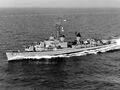 Gearing underway while operating as a part of Sixth Fleet in the Mediterranean Sea, 27 February 1960.