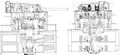 A cross-sectional drawing of a quadruple 380mm turret, such as those found on Richelieu and Gascogne.
