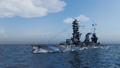 A Fusō with slight battle damage, sailing towards more action