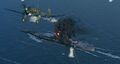 A German dive bomber returns to base after dropping its' ordinance on an enemy Yamato.