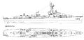 Line drawing of USS Joseph P. Kennedy, Jr.