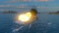 Queen Elizabeth firing a full broadside.