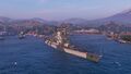 Amagi in Zipangu Port, with her default permanant camouflage