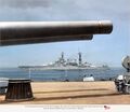 A pic of USS Maryland (BB-46) from under West Virginia's rear guns.