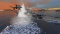 Alsace launches a catapult fighter to help screen for torpedoes.