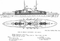Plan and elevation view of a ship of the König class, from Jane's Fighting Ships 1919.