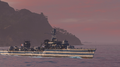 With very little health left, Émile Bertin sneaks around an island to engage an enemy cruiser.